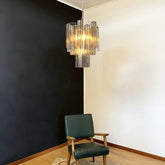 Fantastic Smoked Murano Glass Tube Chandelier 19.7"